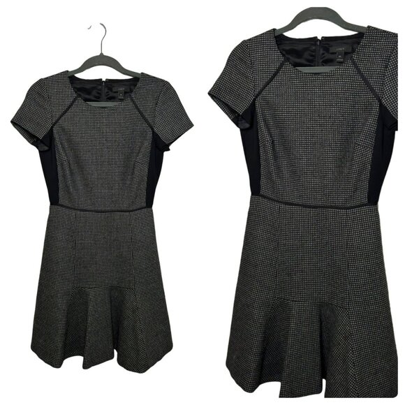 J. Crew Women’s Dress Career Wool Blend Tweed A Line Flare Mini Gray Black SZ 00 - Picture 1 of 7